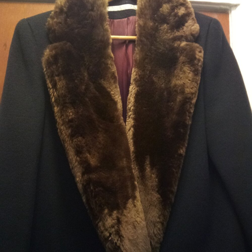 Perry Ellis Wool/Beaver Collared Coat